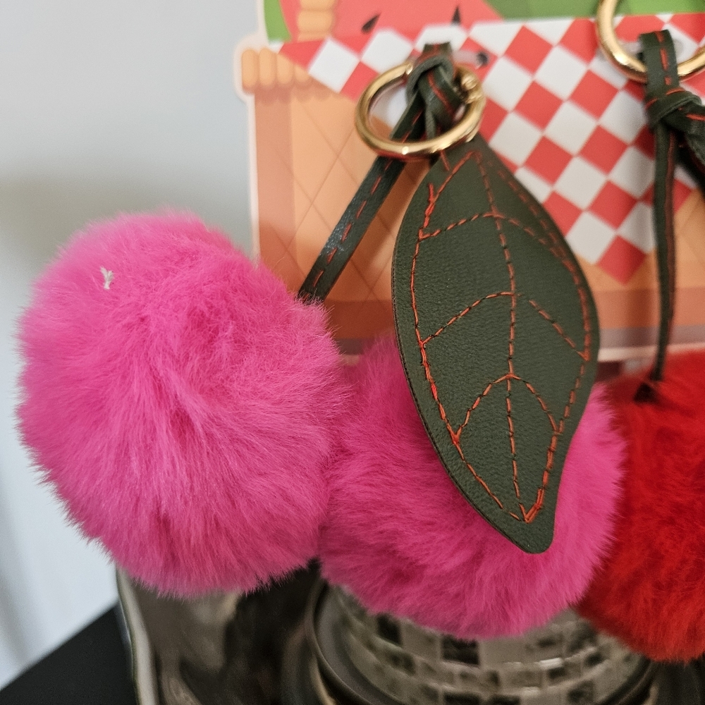 Cherry Soft & Fury Bag Charms (2 Included) About  4.5" Long - Picture 2 of 4